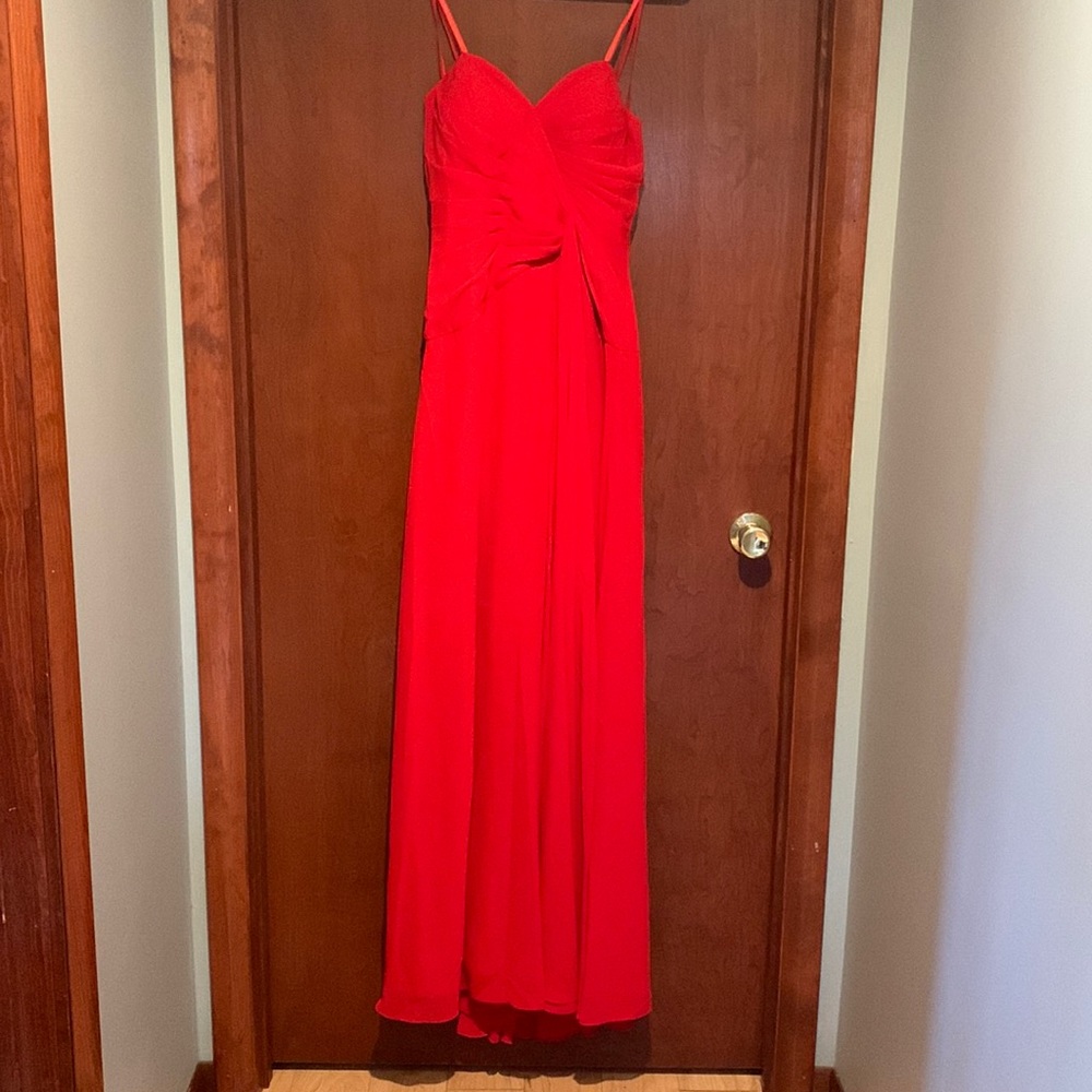 NWOT Faviana Chiffon Red sweetheart Strapless gown